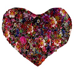 Psychedelic Flower Large 19  Premium Flano Heart Shape Cushions