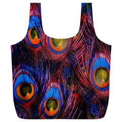 Pretty Peacock Feather Full Print Recycle Bags (l) 
