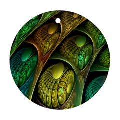 Psytrance Abstract Colored Pattern Feather Round Ornament (two Sides) by BangZart