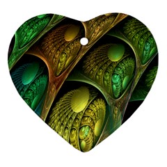 Psytrance Abstract Colored Pattern Feather Heart Ornament (two Sides) by BangZart