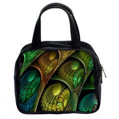 Psytrance Abstract Colored Pattern Feather Classic Handbags (2 Sides) by BangZart