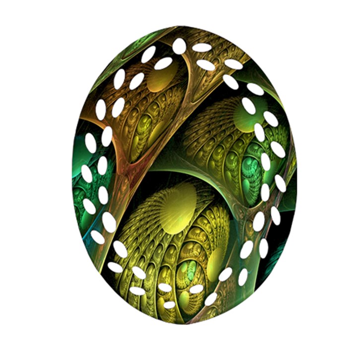 Psytrance Abstract Colored Pattern Feather Oval Filigree Ornament (Two Sides)