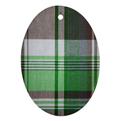 Plaid Fabric Texture Brown And Green Ornament (oval) by BangZart