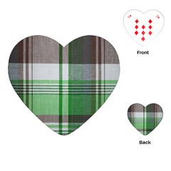 Plaid Fabric Texture Brown And Green Playing Cards (heart)  by BangZart