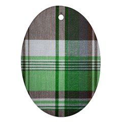 Plaid Fabric Texture Brown And Green Oval Ornament (two Sides) by BangZart