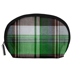 Plaid Fabric Texture Brown And Green Accessory Pouches (large)  by BangZart