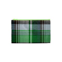 Plaid Fabric Texture Brown And Green Cosmetic Bag (xs)