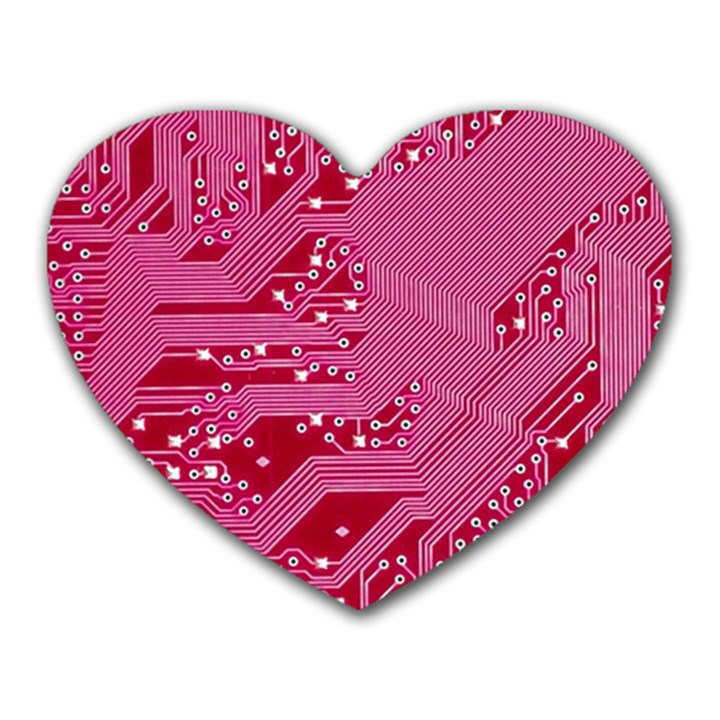 Pink Circuit Pattern Heart Mousepads