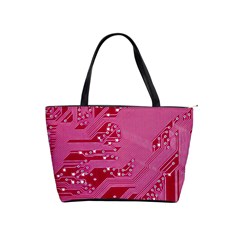 Pink Circuit Pattern Shoulder Handbags by BangZart