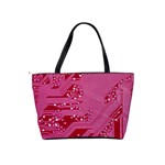 Pink Circuit Pattern Shoulder Handbags Back