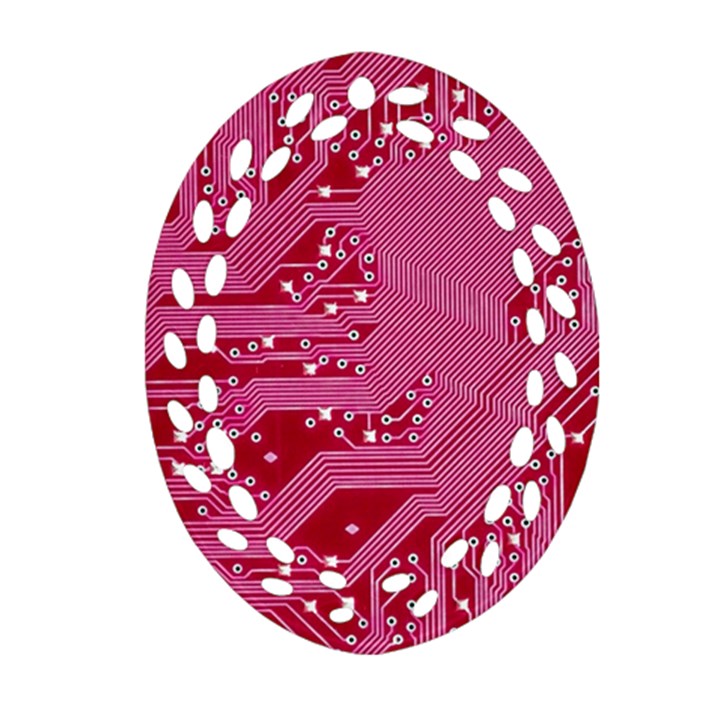 Pink Circuit Pattern Ornament (Oval Filigree)