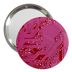 Pink Circuit Pattern 3  Handbag Mirrors by BangZart