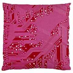 Pink Circuit Pattern Large Flano Cushion Case (one Side)