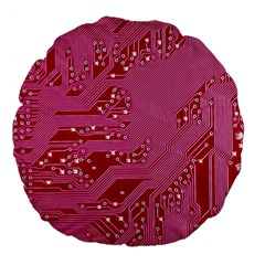 Pink Circuit Pattern Large 18  Premium Flano Round Cushions by BangZart