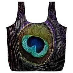 Peacock Feather Full Print Recycle Bags (l) 