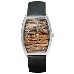 Natural Wood Texture Barrel Style Metal Watch by BangZart