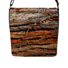 Natural Wood Texture Flap Messenger Bag (l) 