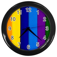 Paper Rainbow Colorful Colors Wall Clocks (black) by paulaoliveiradesign
