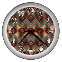 Knitted Pattern Wall Clocks (silver)  by BangZart