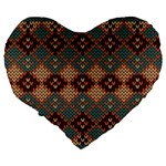 Knitted Pattern Large 19  Premium Flano Heart Shape Cushions Back