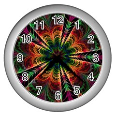 Kaleidoscope Patterns Colors Wall Clocks (silver) 