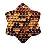 Honey Honeycomb Pattern Snowflake Ornament (Two Sides) Front