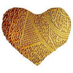 Gold Pattern Large 19  Premium Heart Shape Cushions