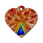 Fractal Peacock Art Dog Tag Heart (Two Sides) Back