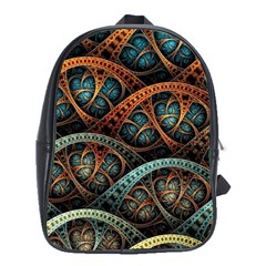 Fractal Art Pattern Flower Art Background Clored School Bags (xl) 