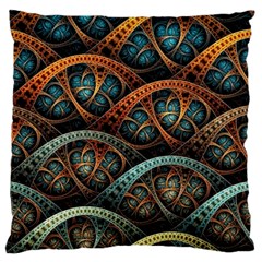 Fractal Art Pattern Flower Art Background Clored Large Flano Cushion Case (one Side)