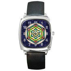 Flower Of Life Universal Mandala Square Metal Watch by BangZart