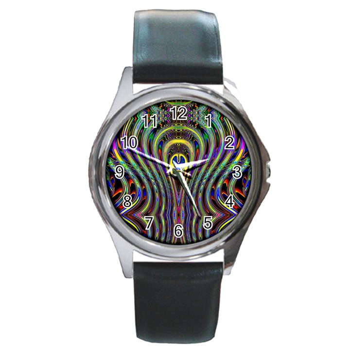 Curves Color Abstract Round Metal Watch