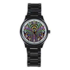 Curves Color Abstract Stainless Steel Round Watch