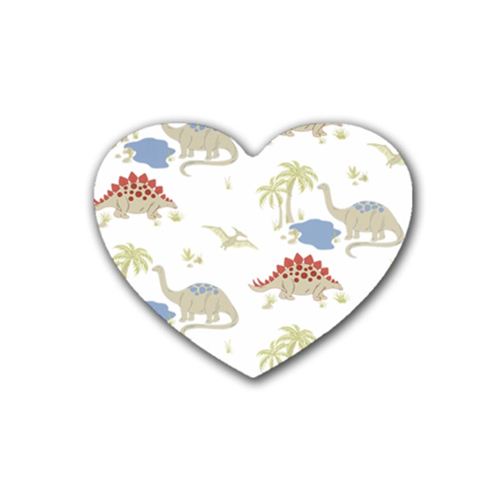 Dinosaur Art Pattern Rubber Coaster (Heart) 