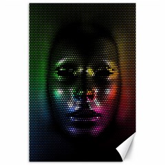 Digital Art Psychedelic Face Skull Color Canvas 24  X 36  by BangZart