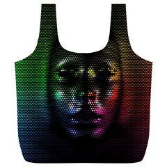 Digital Art Psychedelic Face Skull Color Full Print Recycle Bags (l) 