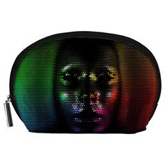 Digital Art Psychedelic Face Skull Color Accessory Pouches (large)  by BangZart