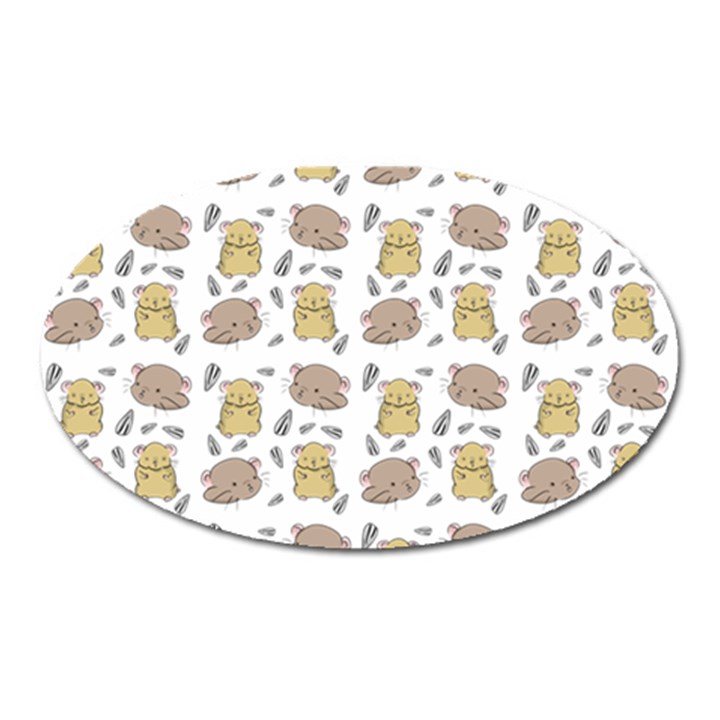 Cute Hamster Pattern Oval Magnet