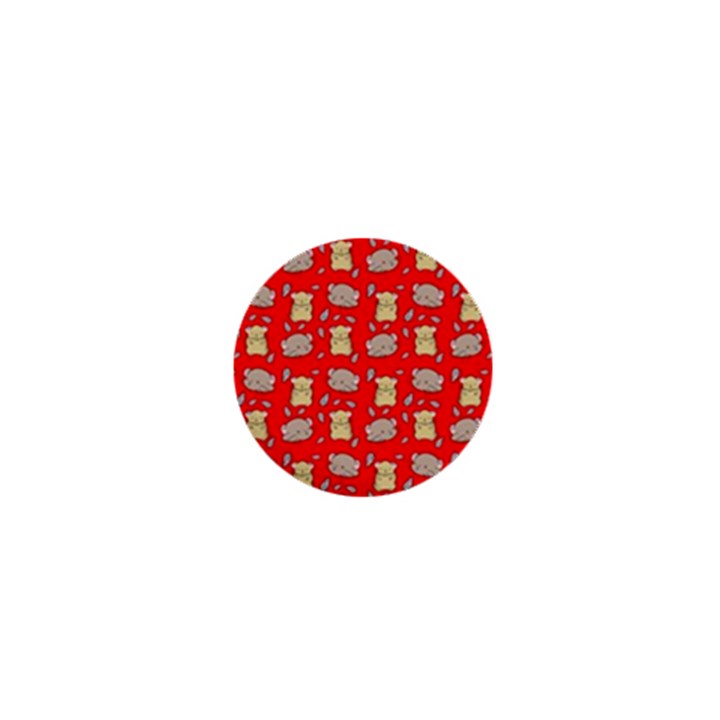 Cute Hamster Pattern Red Background 1  Mini Buttons