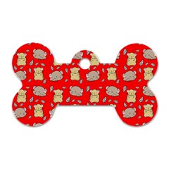 Cute Hamster Pattern Red Background Dog Tag Bone (one Side) by BangZart