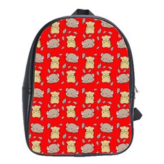 Cute Hamster Pattern Red Background School Bags(large) 