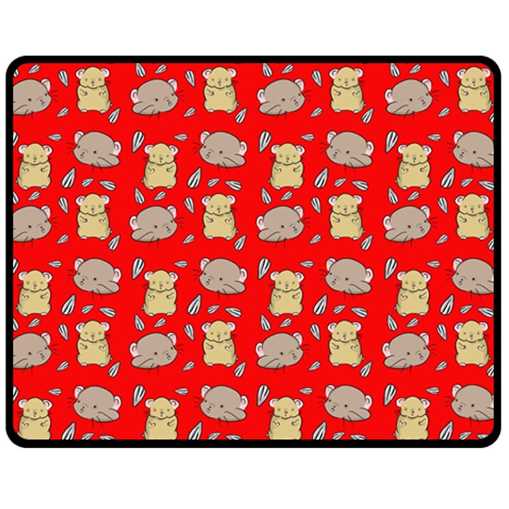 Cute Hamster Pattern Red Background Fleece Blanket (Medium) 