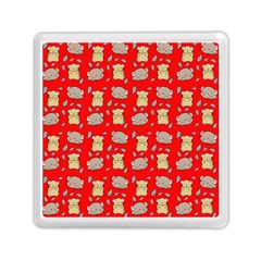 Cute Hamster Pattern Red Background Memory Card Reader (square)  by BangZart