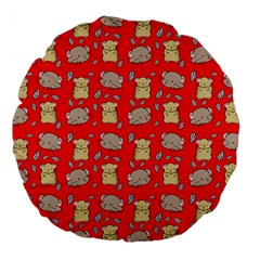 Cute Hamster Pattern Red Background Large 18  Premium Round Cushions