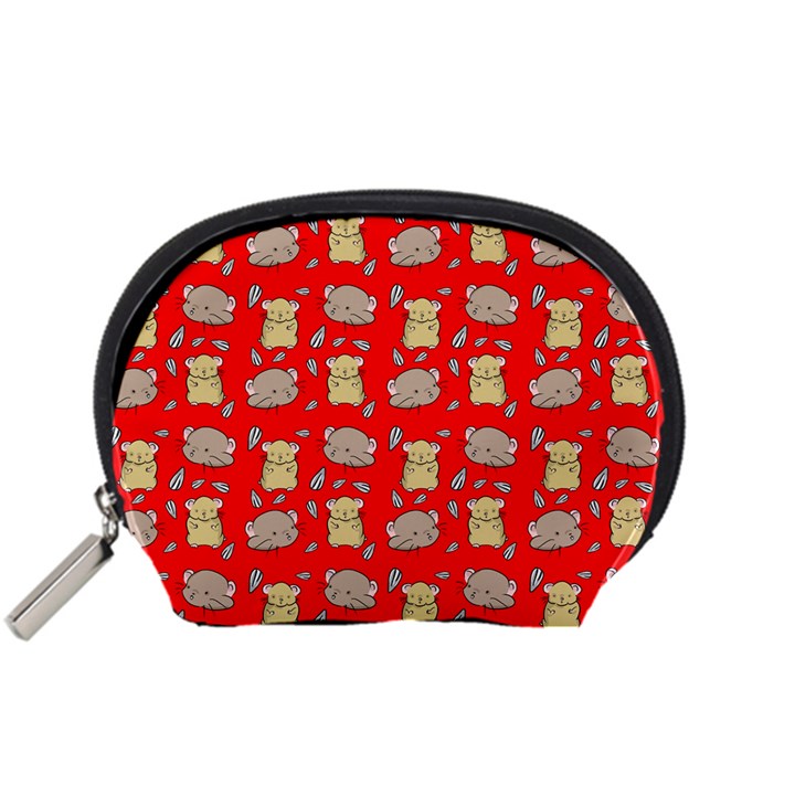 Cute Hamster Pattern Red Background Accessory Pouches (Small) 