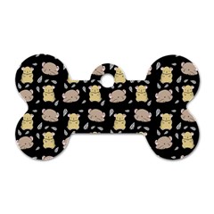 Cute Hamster Pattern Black Background Dog Tag Bone (two Sides) by BangZart