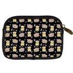 Cute Hamster Pattern Black Background Digital Camera Cases Back