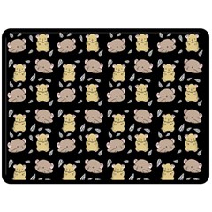 Cute Hamster Pattern Black Background Double Sided Fleece Blanket (large) 