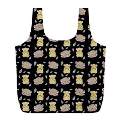 Cute Hamster Pattern Black Background Full Print Recycle Bags (l) 