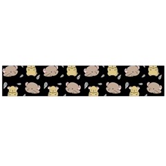 Cute Hamster Pattern Black Background Flano Scarf (large)